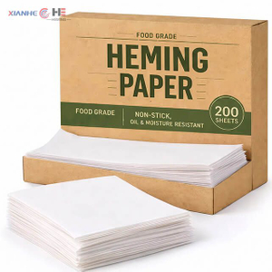 Bo&icirc;te distributrice de marque Heming Paper contenant des feuilles de papier d'emballage pour hamburgers blanches unies, r&eacute;sistantes &agrave; la graisse